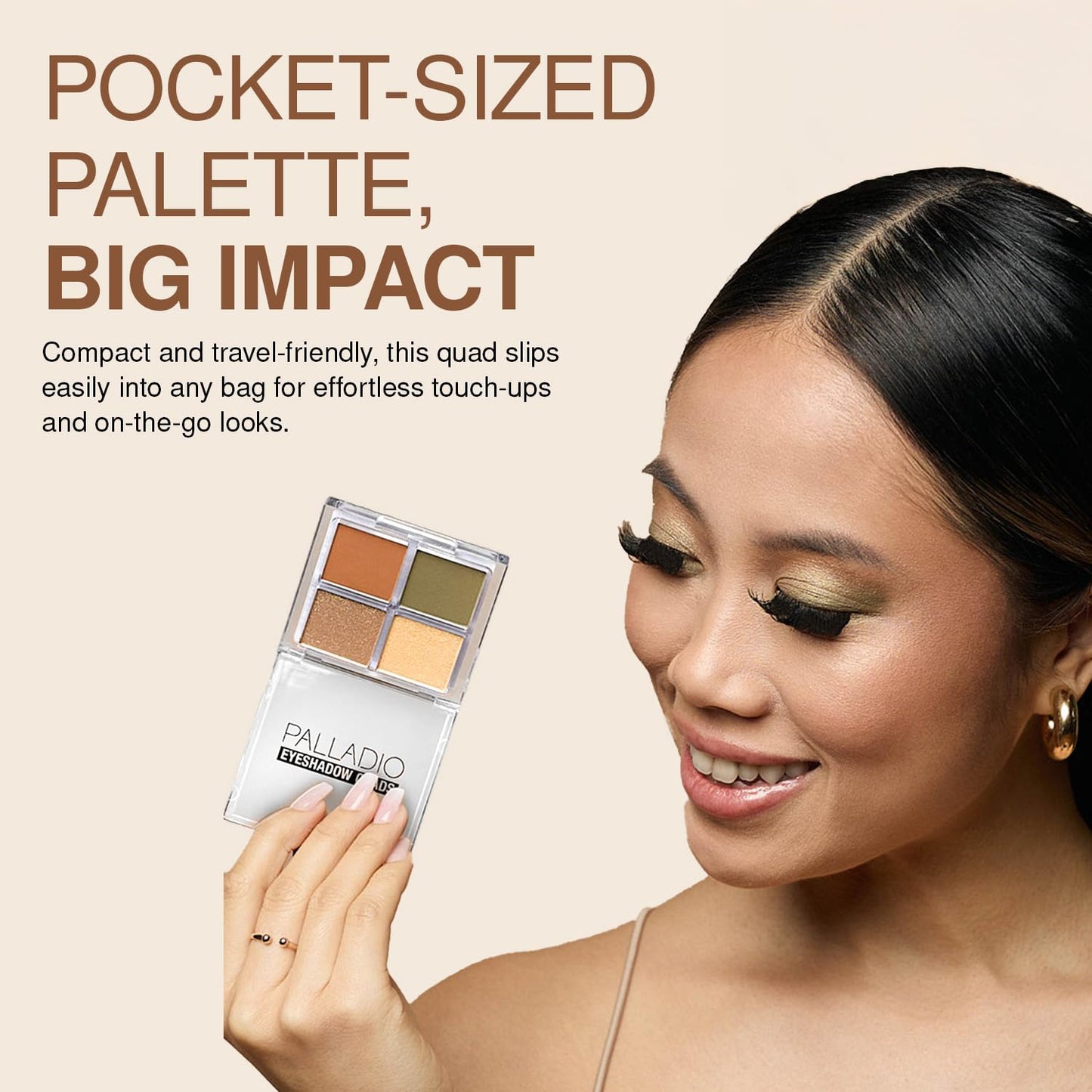 Palladio Eyeshadow Quads, Velvety Pigmented Blendable Matte, Metallic & Shimmer Finishes, Creamy Formula, Four Way Quad Eye Shadow Palette, Talc-Free (Party Rocker)