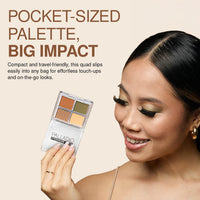 Palladio Eyeshadow Quads, Velvety Pigmented Blendable Matte, Metallic & Shimmer Finishes, Creamy Formula, Four Way Quad Eye Shadow Palette, Talc-Free (Party Rocker)