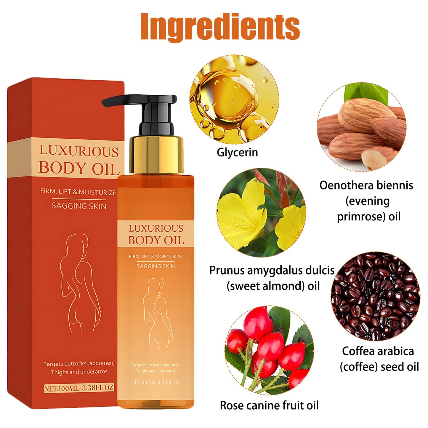 Mag-ic Body Oil Firming Hydrating Body Tightening Lotion Moisturizing and Firming Makes Skin Smooth and Shiny Effectively Improves Fine Lines for Women's Daily Skin Care After Bathing 100ml