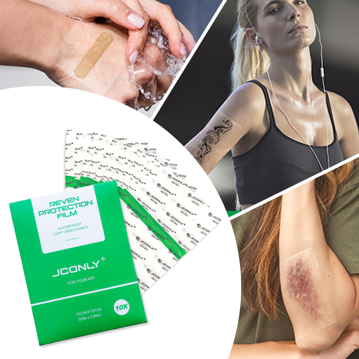 rayyl Jconly Second Skin Tattoo, 10 Sheets Tattoo Aftercare Waterproof Bandage (15cm x 10cm) 0.02MM Matte Protection Film for Skin Recovery