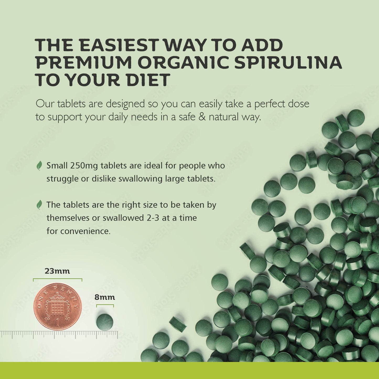 Organic Spirulina Tablets 1000 Easy to Swallow Tablets - 100% Pure Certified Organic Tablets Rich in Essential Vitamins & Minerals by Inner Vitality