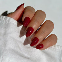 Christmas Red Press on Nails Short Almond Shaped, SXVME 30 Pcs Thick Short Fake Nails Press on Natural Acrylic False Nails Custom Solid Color Glue on Nails Medium Natural Fit Stick on Nails For Women