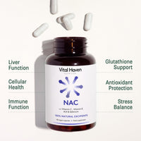 Vital Haven NAC Supplement - N-Acetyl-Cysteine 600mg + Selenium + ALA with VIT C/E - UK Made