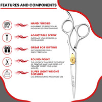 Nixcer Hair Cutting Scissors -Sharp Razor Edge Blade Hair Shears Series - 6.5" with Fine Adjustment – Stainless Steel Hair Scissors Professional for Men, Women & Babies (Silver)