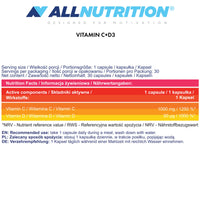 ALLNUTRITION Allnutrition Vitamin C 1000 + D3, 30 Caps