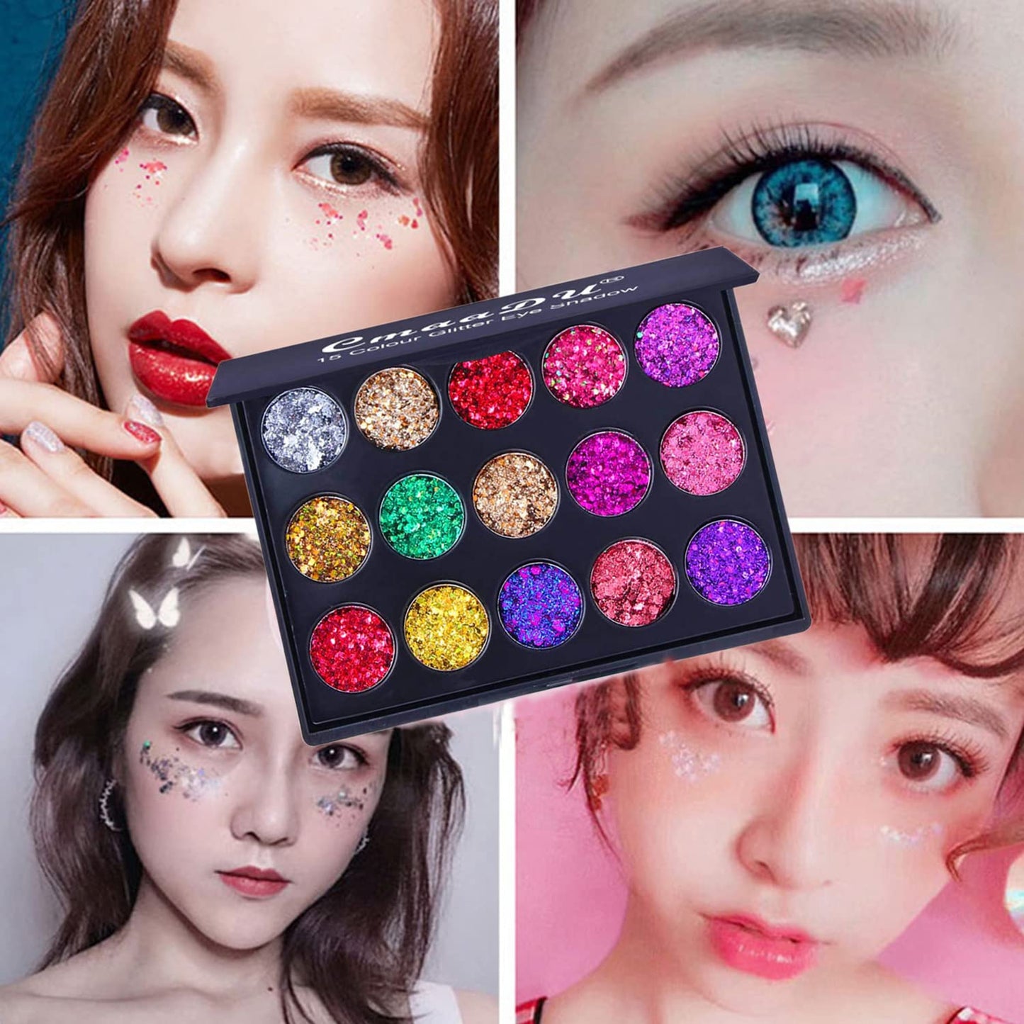 Mysense 30 Colors Glitter Eyeshadow Palette,Party Diamond Pressed Pighmented Mineral Ultra Makeup Shimmer Sequined Palette,Long Lasting Waterproof Eye Shadow Power (2 pcs)