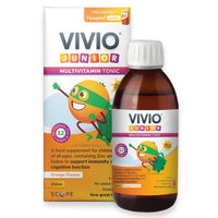 VIVIO JUNIOR VIVIO Junior Multivitamin Tonic for Kids – 12 Added Vitamins Plus Zinc & Iodine to Support Your Child’s Immunity & Cognitive Function - Orange - 250ml