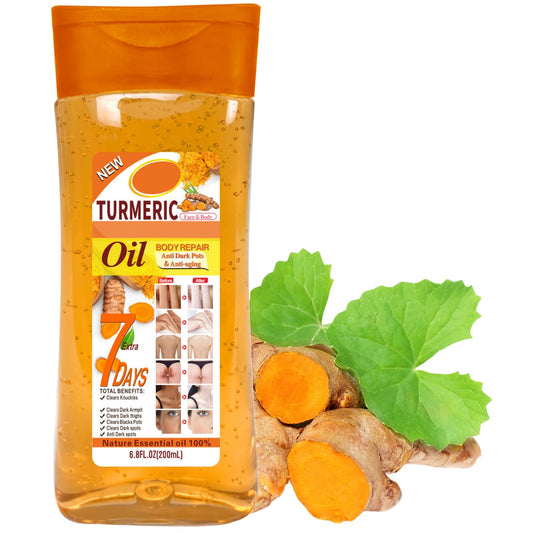 Turmeric Body Oil Gel, Body Oil for Women, Turmeric Massage Oil for Face & Body, Hydrating Nature Essential Oil, Anti Winkle Body Moisturiser, Turmeric Facial Oil Gel for Dark Spots, 200ml