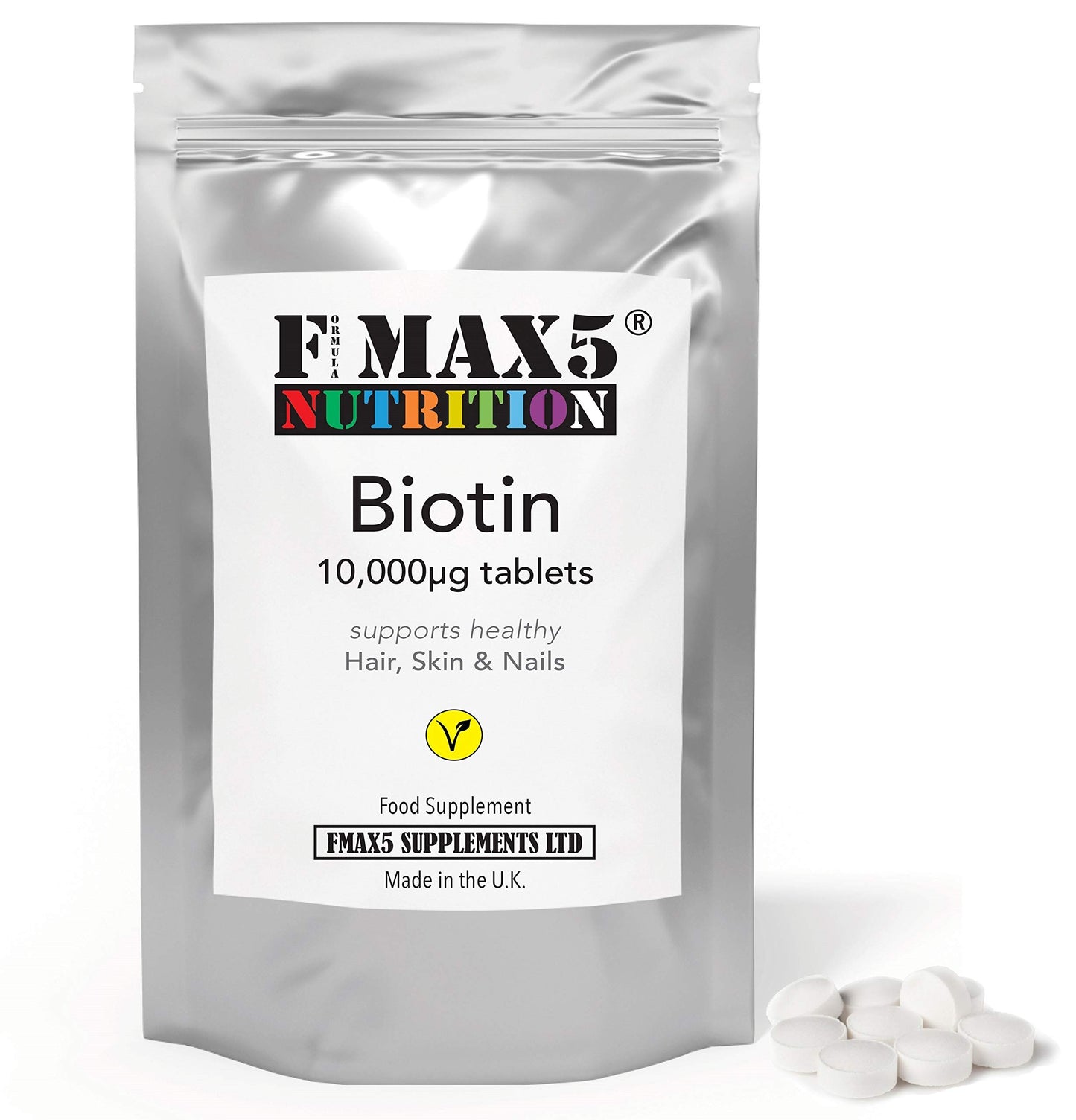 formula max5 nutrition Biotin Hair Growth Supplement, 30-365 Tablets (1 Month to Full Year Supply) Biotin 10,000mcg by FMax5 Supplements (30)