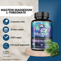 APOLLO'S HEGEMONY Magtein® Magnesium L-Threonate 144 mg per Daily Dose - 90 Vegan Capsules - 30-Day Supply - for Cognitive Function Support - by Apollo's Hegemony