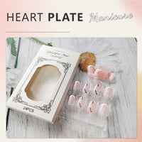 Cosmeria Press On Nails Set, 24 Pieces Fake Nails with Heart Design, Easy Application with Jelly Glue, Includes Nail File and Cleaning Kit