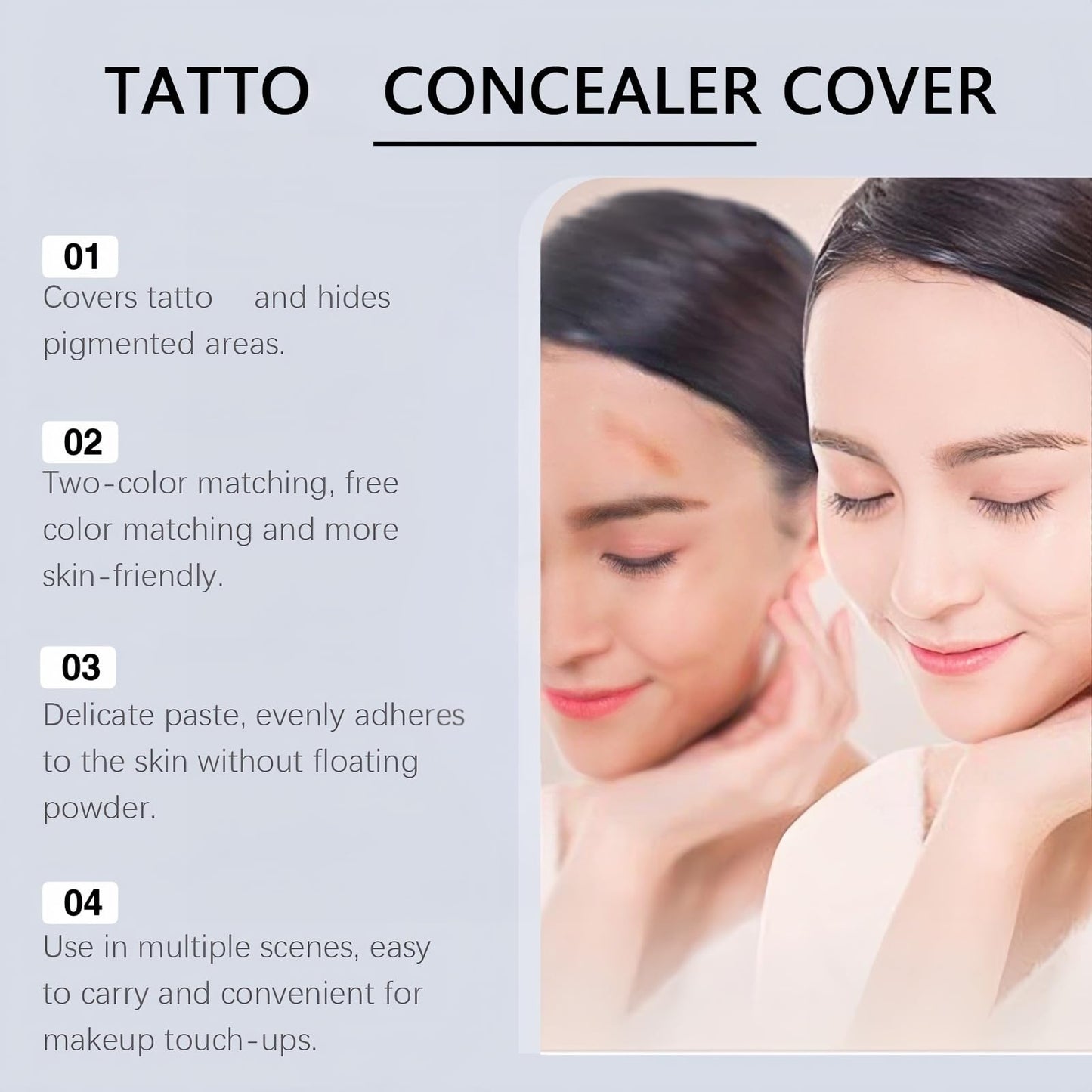 Mubuni 2 Color Tatto Cover Up Makeup,Waterproof Tatto Cover Up Cream,Full Coverage Body Makeup Set,Body Ma/keup Concealer Set,Tat/to Conce/aler Full Coverage,Two Color Sweatproof Cover Up Concea/ler S/et