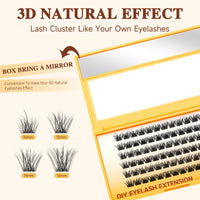 QUEWEL Lash Clusters 72Pcs Eyelash Clusters 12mm 3D DIY Lash Extensions Soft and Fluffy Cluster Lashes Easily Create Natural Effects At Home(LTM01-12mm)