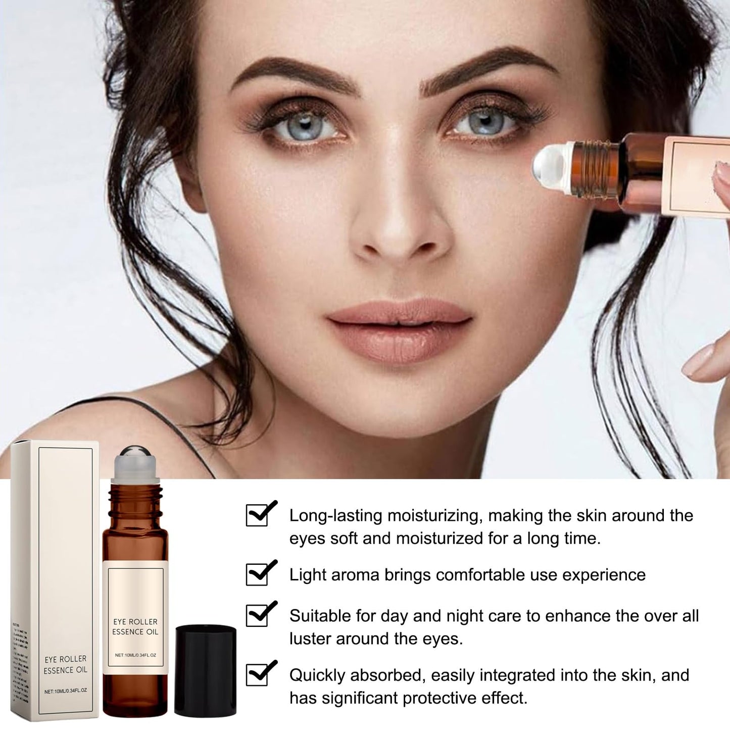 Liameph Castor Oil and Frankincense Roller Ball, Castor Oil Eye Roller Time Eraser Eye Care Products for Under Eye Area Lifts Firming(1pc, 10ml)