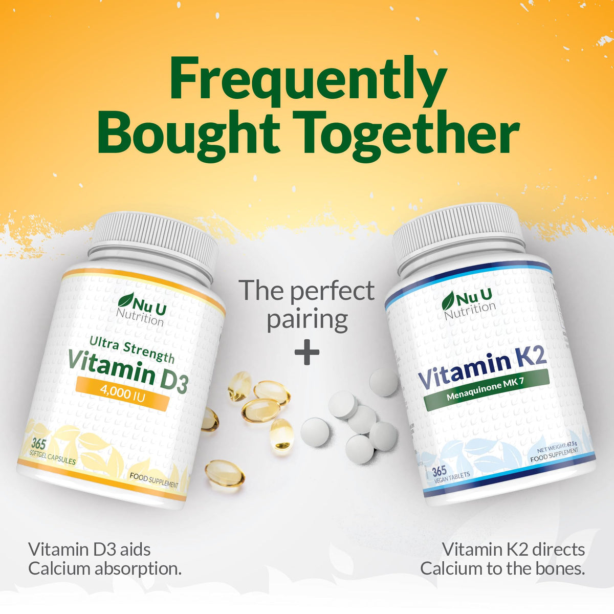 Nu U Nutrition - Vitamin D 4000IU - 365 Softgel Capsules not Tablets - 1 Year Supply - Quadruple Strength - Easy to Swallow - Cholecalciferol Form Vitamin D3 Supplement - Made in the UK
