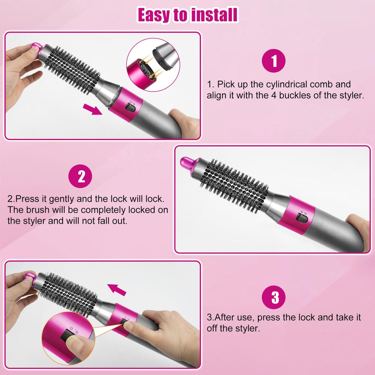 Chuancheng 20mm Small Round Volumizing Brush Attachment for Dyson Airwrap HS01/HS05/ HS08 Hair Styler Accessories, Bangs to Creates Defined Bouncy Curls