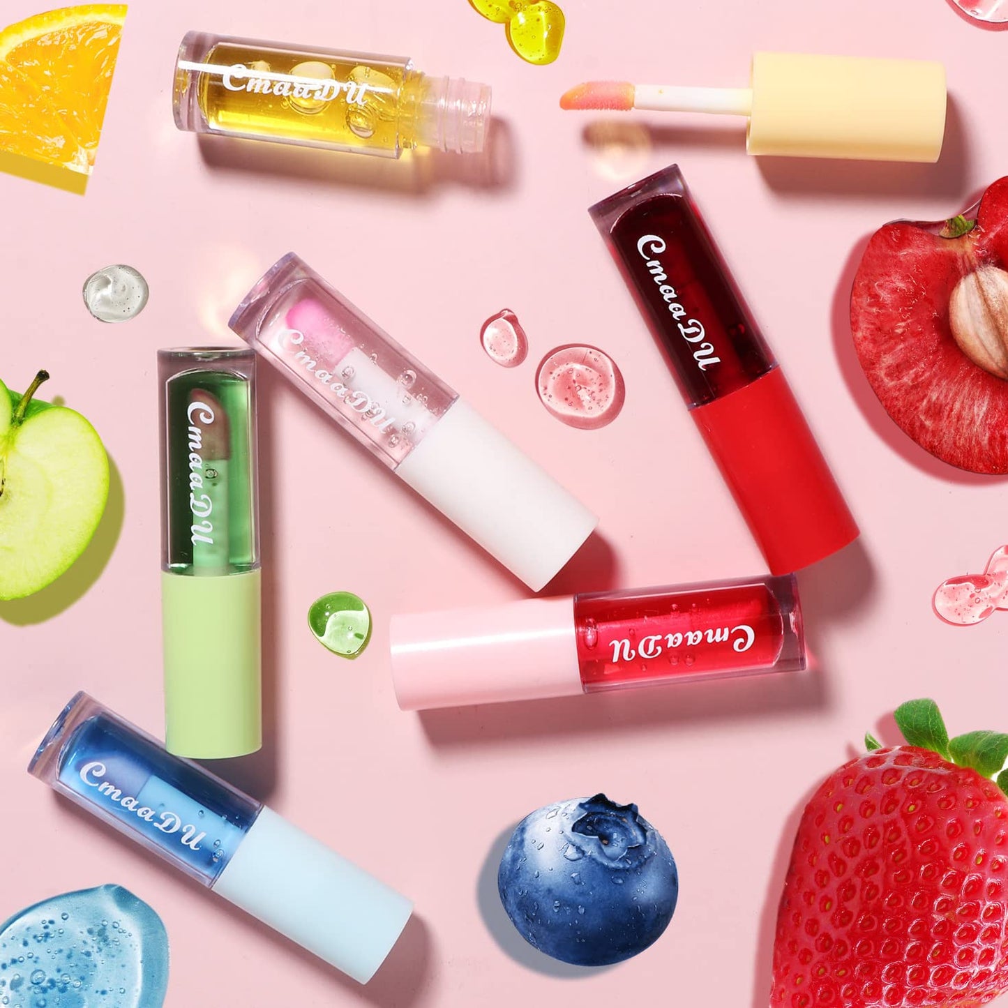 Mrettick Hydrating Lip Glow Oil 6 Pack Moisturizing Lip Balm Fruit-Flavored Lip Gloss Set Lip Care Kit