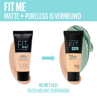 Maybelline Fit Me Foundation, Matte & Poreless, Full Coverage Blendable Normal to Oily Skin, 122 Creamy Beige 30ml