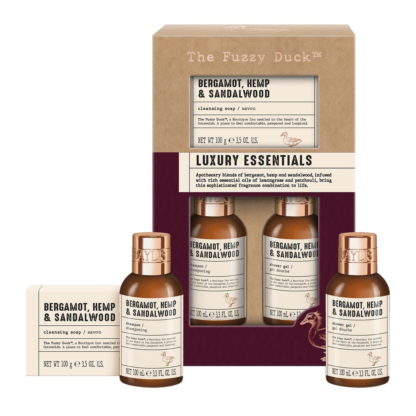 Baylis & Harding The Fuzzy Duck Bergamot, Hemp & Sandalwood Men's Luxury Essentials Gift Set - Vegan Friendly (Pack of 1)
