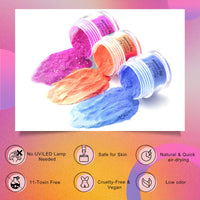 Honey Joy 6 Box/Set Temperature Mood Changing Colors Fine Dipping Powder Dip Powder Color Collection, Sun Orange/Yellow, Rose Pink/White Glitter, Green Blue Purple (W-3-1-2-8-10-17-10g/box) …