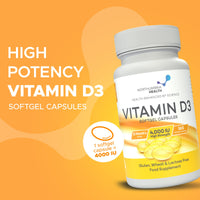 Northumbria Health Vitamin D3 Softgel Capsules, High-Strength D3 Vitamins for Immune Support and Calcium Absorption, Easy to Swallow Vitamin D Softgel Capsules, No Additives or GMO, 365 Capsules