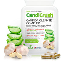 CandiCrush - Candida Cleanse Complex - Herbal Thrush Tablets - Natural Candida Treatment for Women and Men with Probiotic Live Friendly Bacteria for Yeast Infection - 60 Vegan Capsules