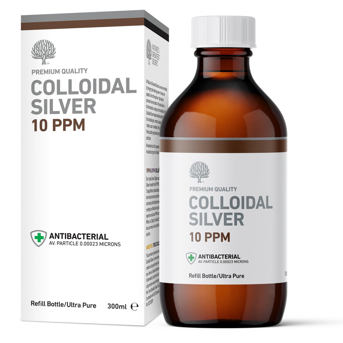 Nature's Greatest Secret Premium Quality 10ppm Colloidal Silver Bottle 300ml