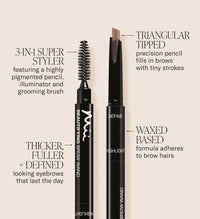 Mii Cosmetics Beautifying Brow Wand, Eyebrow Pencil, 3 in 1 Eyebrow Pen with Brush & Highlighter for Filling, Shaping, & Defining, Soft Brown, Truly Medium