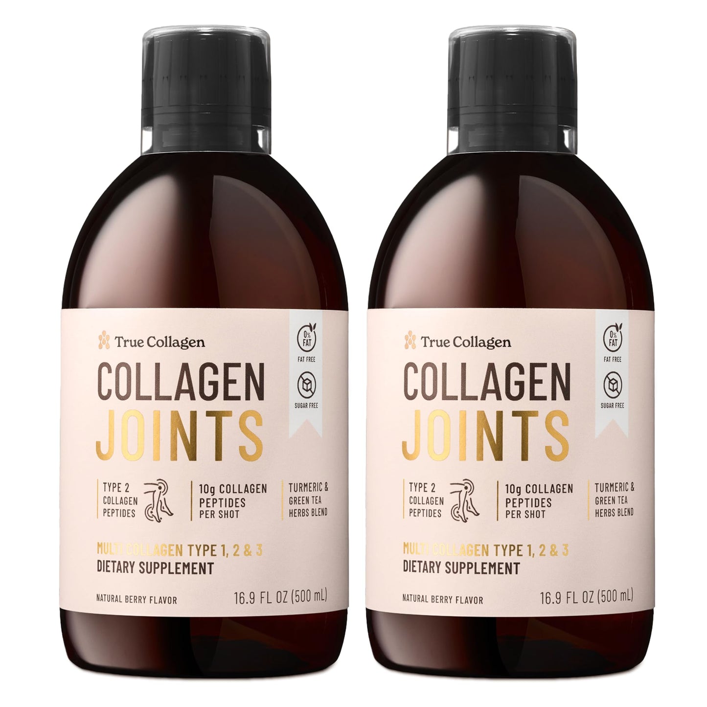 True Collagen Joints | 10,000mg Hydrolysed Collagen Liquid Supplement - 2x500ml, 40 Days | Type I, II, III, Glucosamine, MSM, Turmeric & Chondroitin for Healthy Joints, Hair, Skin & Nails | Sugar-Free