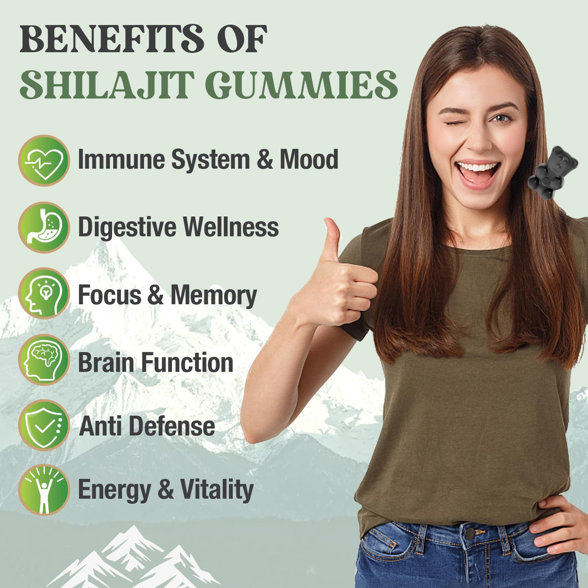 Cheroline Shilajit Gummies 1400mg, Pure Himalayan Shilajit with Chaga and Ashwagandha, 85+ Trace Minerals, Rich in Fulvic Acid, for Energy & Immune, Sugar-Free, Vegan (60 Count (Pack of 2))