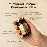 Solgar Biotin 5000 mcg Vegetable Capsules - High Strength Formula - Supports Hair Growth, Glowing Skin, Energy & Vitality - Health Supplement - Sugar Free - Suitable for Vegans - Pack of 50