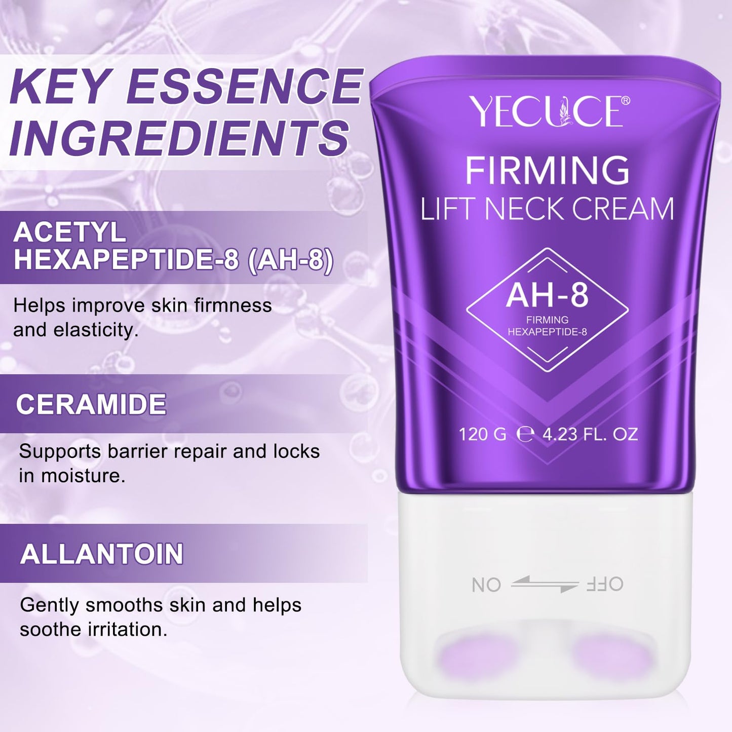 Yecuce AH8 Firming Neck Cream,Reduces Neck Lines, Moisturizes, Tightens Skin, Improves Elasticity, Anti-Aging, Suitable for Both Men and Women for All Skin Types