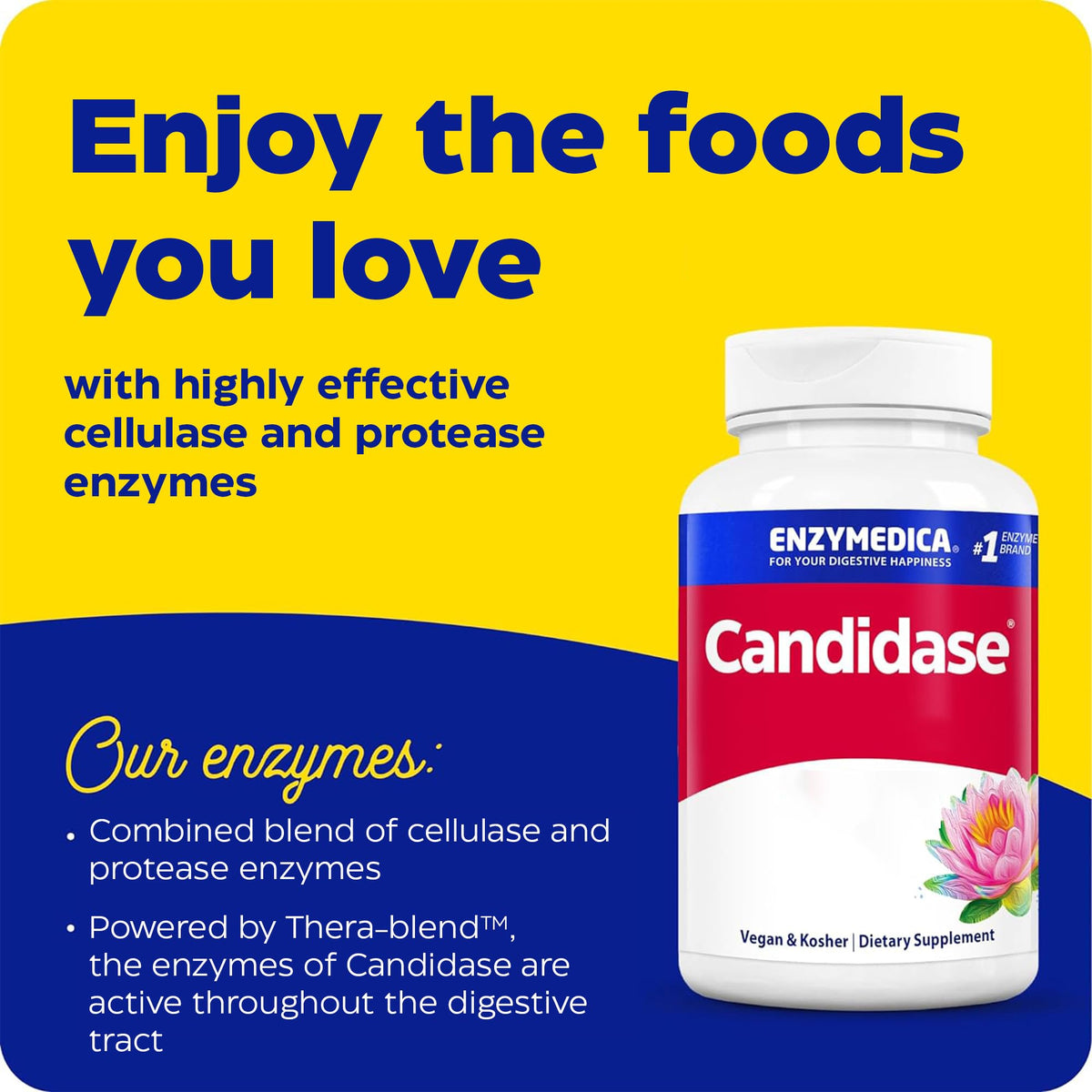 Enzymedica ENZYMEDICA - Candidase (84 Capsules) | for Balanced Yeast Levels, Therapeutic Enzymes Supplements, Candida Systemic Enzymes Blend, Nutrient Supplements, Gut Health Supplement, Vegan, Dairy Free