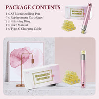 Automatic Serum Applicator Microneedling Pen PELCAS, A3 Electric Derma Pen Level 5 with LCD Screen Rechargeable Cordless Dermapen for Scars,Wrinkles,Stretch Marks,Acne,Skin Rejuvenation(Rose Gold)