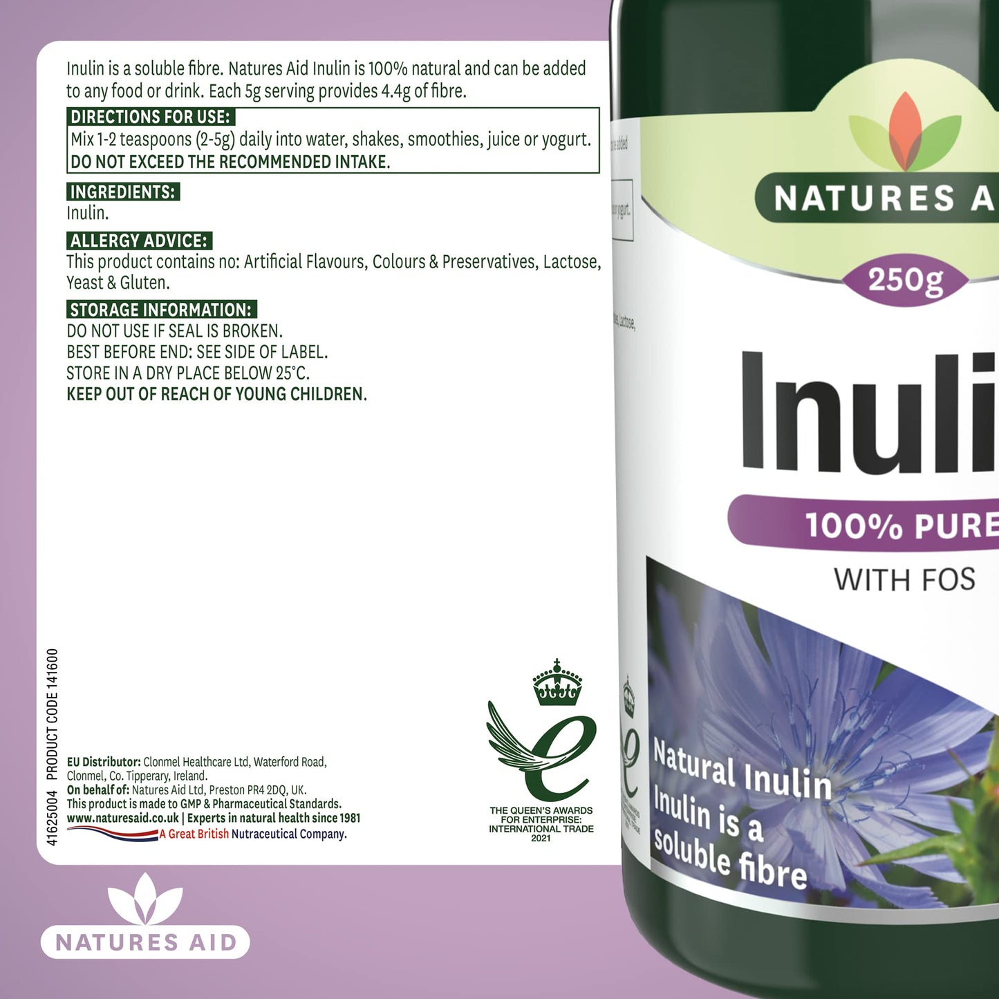 Natures Aid Inulin Powder Supplement 250g