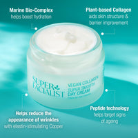 Super Facialist Vegan Collagen Super Smooth Day Cream - Super Smooth Day Cream, Firming, Smoothing & Plumping, Copper, antioxidant-rich Hibiscus, Peptide, Gentle Face Care, Vegan Friendly, 50ml