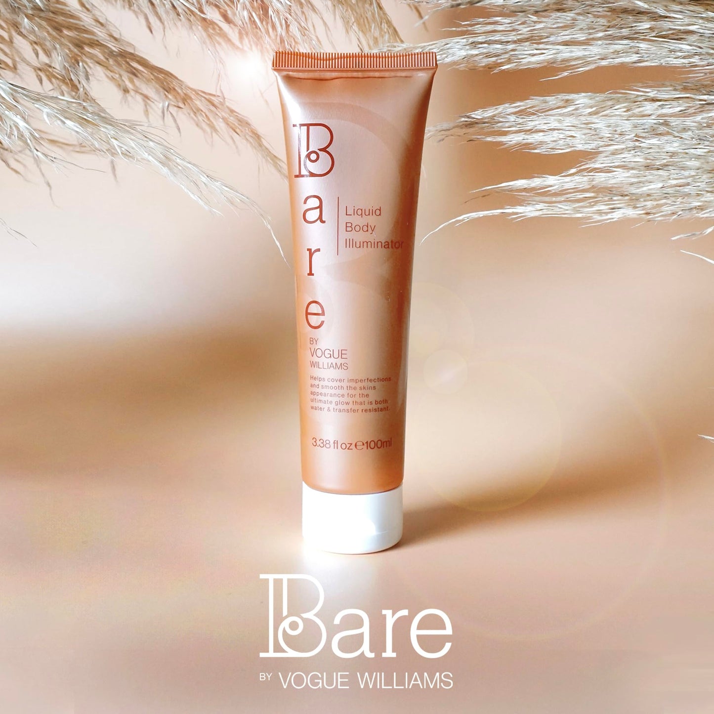 Bare by Vogue Liquid Illuminator, 125ml - Hydrating Body Highlighter for Sun-Kissed Glow - Vegan & Cruelty-Free, Water & Transfer Resistant - Enriched with Amino Acids & Vitamins
