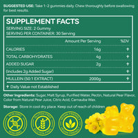 XAYGHE Mullein Gummies 2000mg for Lungs -Mullein Leaf Extract for Lungs Cleanse & Detox, Respiratory Health Gummies, Digestive Support, Immune Booster 60 Count