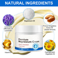 NBXINSLF Magnesium Cream, Moisturising Body Lotion with Almond Oil, Lavender and Vitamin E, Fast-Absorbing Formula for Daily Skin Care， 90G