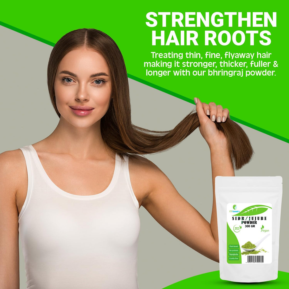 ETC Cosmetic`s SIDR (JUJUBE) POWDER 100/200/300 gr - A natural cleanser plant powder | Suitable for all hair types, including thin, weak and damaged hair | 100% Natural (300 Gr)