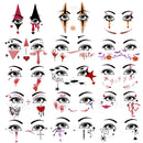 HOWAF 15 Pcs Halloween Face Tattoos, Clown Face Sticker, Vampire Blood Scars Temporary Tattoos Stickers for Halloween Costume Women Men