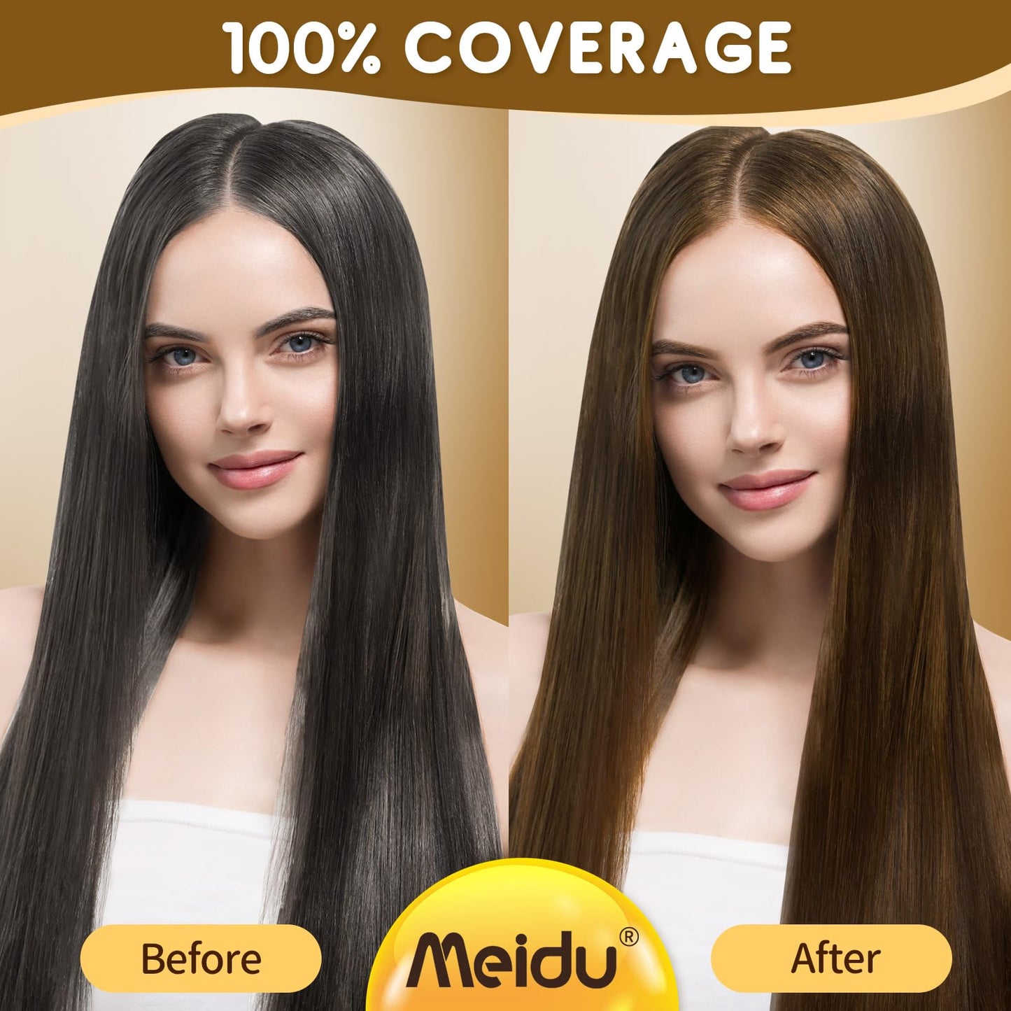 IIIMEIDU Black Hair dye Shampoo 3 in 1, Natural Hair Color Shampoo for Gray Hair, Herbal Hair Dye Shampoo for Women and Men 100% Grey Hair Coverage,350ml (Chestnut brown)