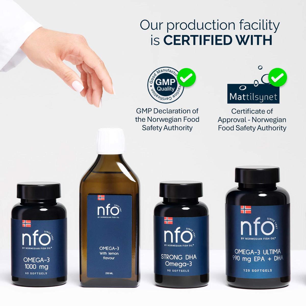 NFO Omega 3 6 9 Norwegian Fish Oil – 120 Mini Capsules | Norwegian Wild Salmon Oil | EPA DHA DPA | Complete Omega 3-6-9 Formula
