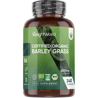 WeightWorld Organic Barley Grass Powder Capsules 2000mg - 240 Capsules - 2 Months Supply - Good Source of Vitamin A, C, K & B - Vegan & Gluten-Free - Barley Grass Juice Powder Pills for Men & Women
