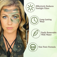 Camo Face Paint Stick Set , Waterproof & Sweat-Resistant Body and Eye Camouflage for Hunting, Military Training & Outdoor Survival– 3 Colors (Black/Brown/Green)