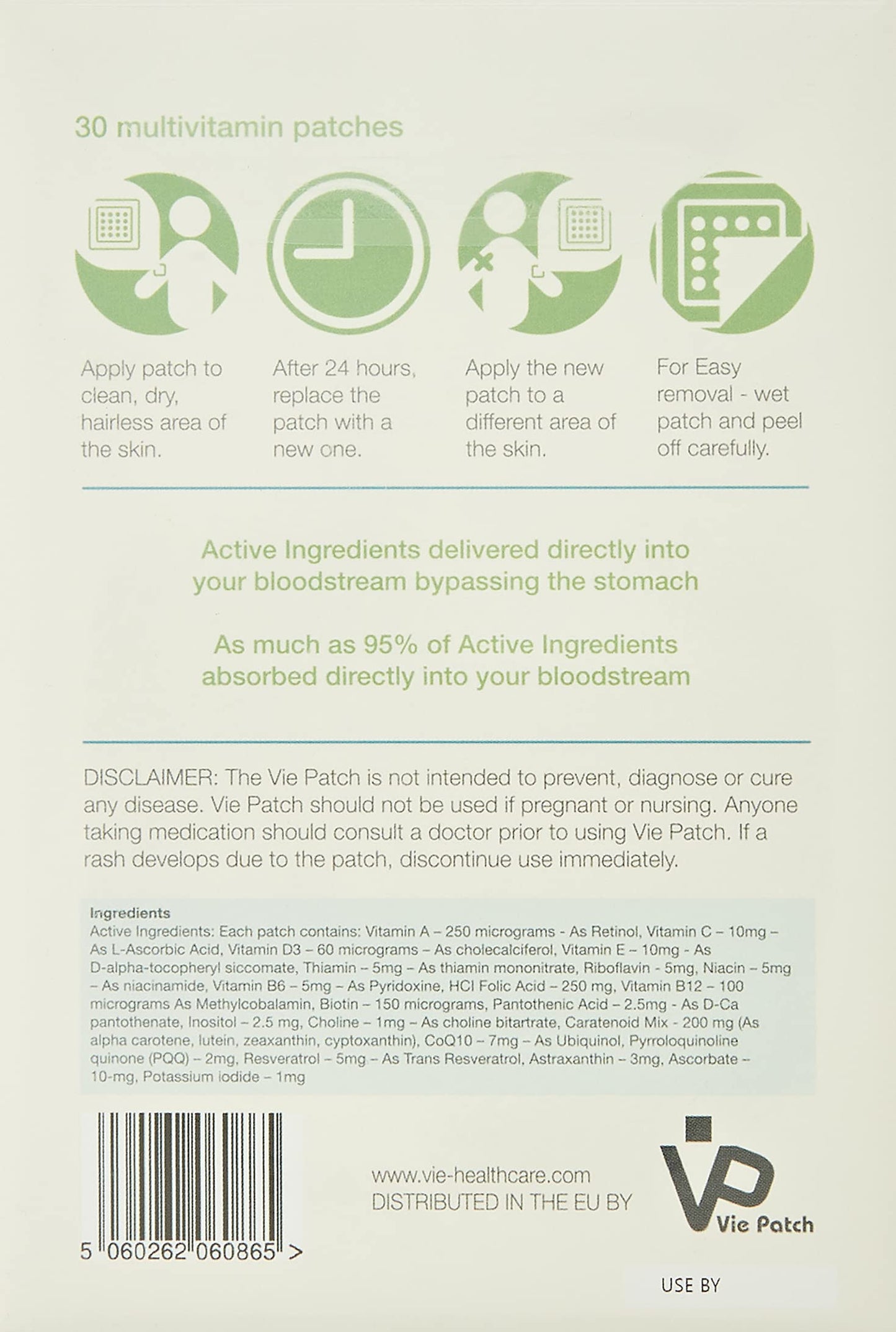 VIE Multivitamin Patches, 30 Patches, 30 Days Supply