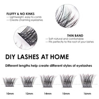 Lanciley Individual Lashes 45 Clusters Lashes CC Curl DIY Eyelash Extension Kit at Home for Make-up Beginner False Eyelashes with Eyelash Glue Tweezers 10/12/14/15/16mm Easy to Use - Fluffy Style
