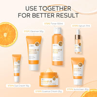 LAIKOU Skincare Set, Vitamin C Serum for Face Kit, Cleanser, Toner, Face Serum, Eye Cream, Essence Cream & Sunscreen, Anti Aging Radiance Gift Set for Women Teenage Girls Christmas Gifts, 6PCS