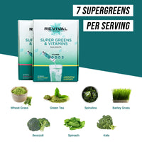Revival Shots Revival Super Greens Powder with Electrolytes, Vitamins & Minerals - Superfood Drink Supplement - 28 Pack Banana Pineapple
