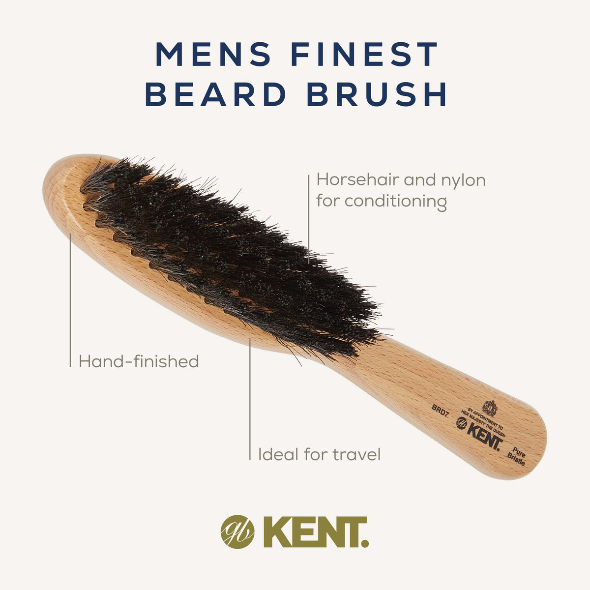 KENT Kent Brushes Mens Finest Beard Brush - Ideal for Conditioning and Smoothing Beards - All Hair Types